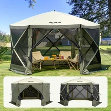 VEVOR Pop Up Gazebo Tent Pop-Up Screen Tent 6 Sided Canopy Sun Shelter with 6 Re