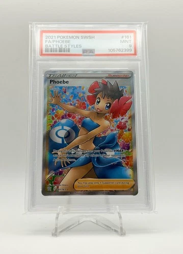 2021 POKEMON BATTLE STYLES ULTRA RARE FULL ART PHOEBE TRAINER 161/163 PSA 9