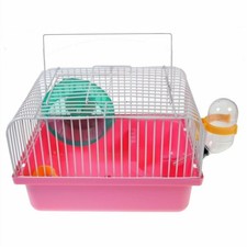 Dwarf Hamster/Gerbil Cage Habitat with Wheel - Pink