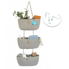 Grey Wall Hanging Storage Basket  Behind Door Storage  Wall Full Light Gray