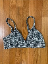 Aerie Black  White Dot Padded Bikini Top Triangle Large