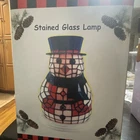 Stained Glass Lamp Snowman Tiffany Style Large 14" Accent Christmas Decor Vtg