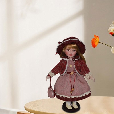 Porzellan stehende Puppe mit Ständer Schreibtisch Ornament für Kaminschrank