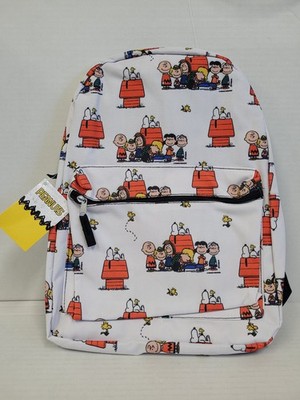 Large Backpack - Peanuts Snoopy Charlie Brown White 16'' School Bag NEW Kids