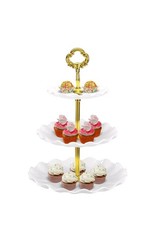 3-Tier Cupcake Stand Holders, Set Of 2, Round Tiered Serving Dessert Tray, White