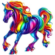 Rainbow Horse Sticker Labels 6 Card Gift Craft Journal Scrapbook