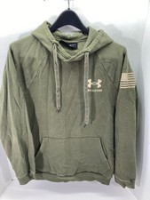Under Armour Freedom Pullover Hooded Sweatshirt Mens M Green Fleece Drawstring
