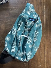Kavu Mini Rope Sling Bag Backpack Teal With Pineapples