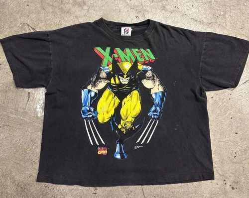 🔥Vintage 1992 Wolverine MARVEL comics X-Men distressed T-shirt size XL 25.5x25