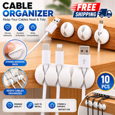 10PCS Self Adhesive Cable Clips Wire Organizer USB Cord Holder Silicone Desk Tid