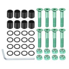 0.98" Skateboard Hardware Kit Mounting Screws Nuts Washers Bearings Green Black
