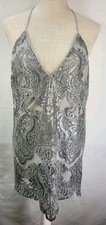 Sequin Strappy Silver V-Neck Mini Dress Size Small Backless Swifty Tobi NWT