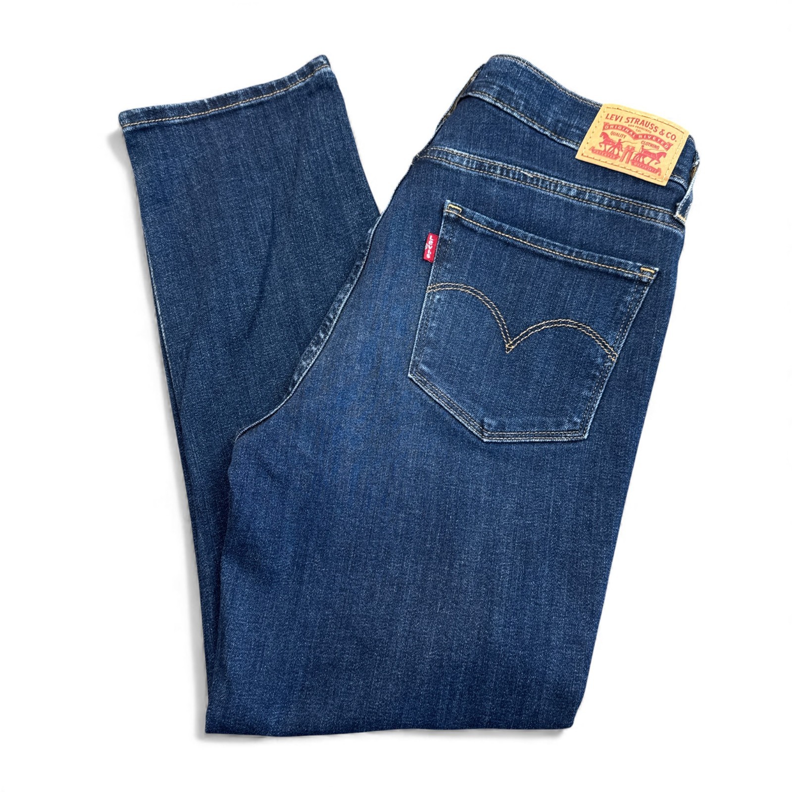 Levi's 724 High Rise Straight Crop Jeans Womens Size 29 Blue Stretch Denim