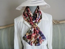 Baroque Style Floral Long Scarf 12" x 56" Multi-Color Excellent Condition