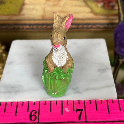 Dollhouse Fairy Garden BUNNY RABBIT CABBAGE Miniature Resin Figurine Farm Animal - Picture 4 of 12