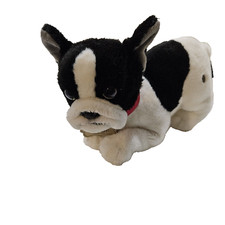 FAO Schwarz Boston Terrier Puppy Plush Realistic 12" Black White Christmas
