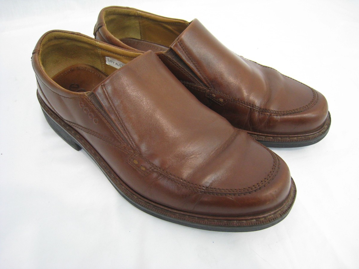 Ecco Mens Shoes 9 42 Brown Fusion Slip on Loafers Leather 