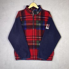 Nautica Fleece Mens Extra Large Plaid Blue Water NauTech Vtg Classic Sailing USA