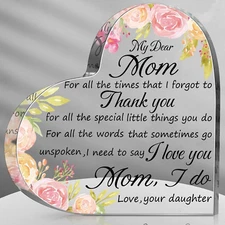 Jetec Mothers Day Gifts for Mom Acrylic Mom Gift Birthday Gift Sign Plaque Prese