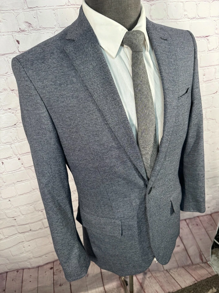 H&M Para Hombres Azul HOPSACK SLIM FIT Botón Único 2 piezas Traje 36R Chaqueta 32x24 Pantalón Foto 4 de 4