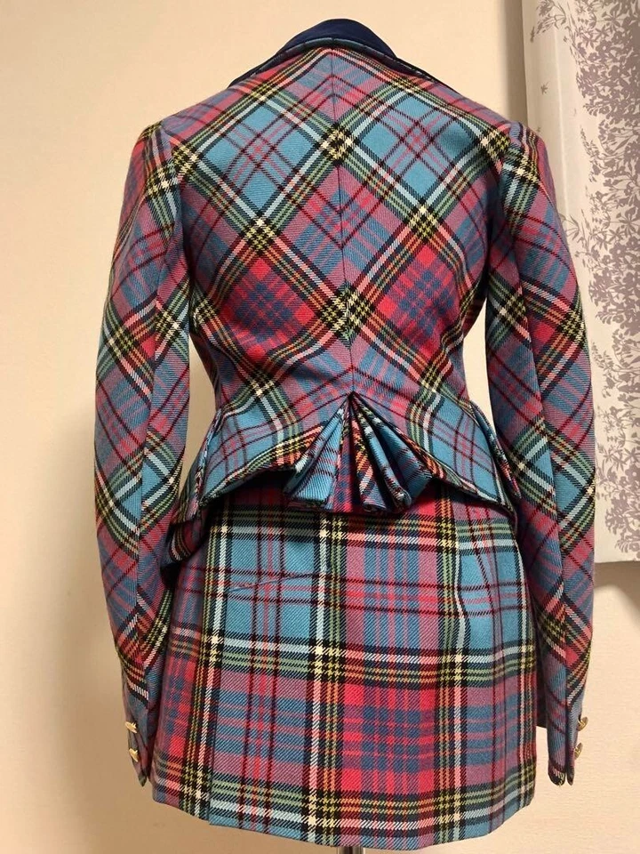 Traje Chaqueta Falda Vintage Vivienne Westwood Azul Mac Y Cuadros Tartán Conjunto Japón Foto 2 de 4