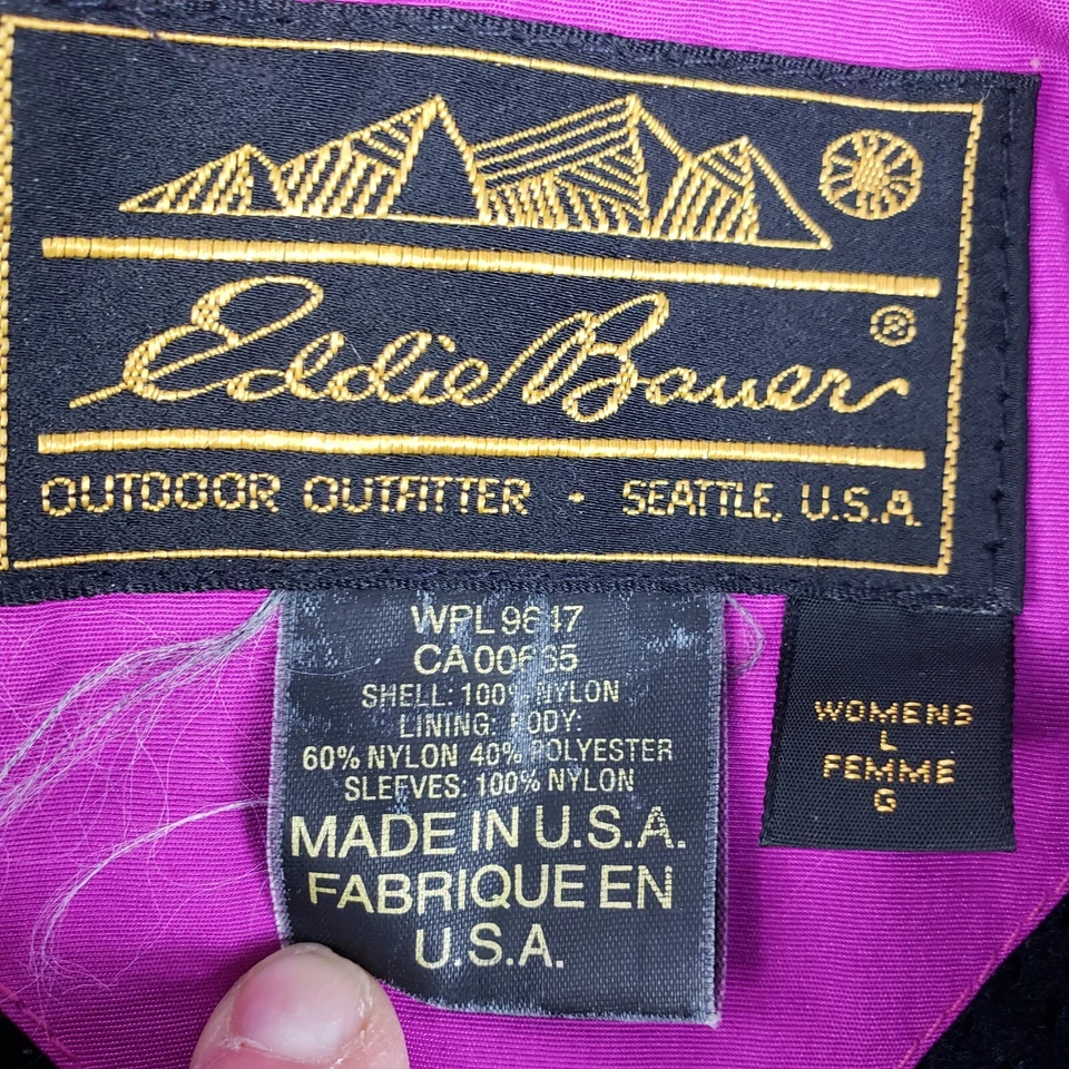 Chaqueta De Colección Eddie Bauer Para Mujer MEDIANA Nylon Cremallera Completa Negro Rosa Bloque de Color Foto 2 de 4