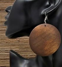 Brown Earrings Wood Earrings Hoop Wooden Earrings Bohemian Earrings Vintage