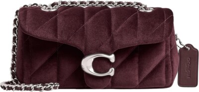 NWT $395 COACH Tabby 20 Quilted Velvet Chain Shoulder/Crossbody Bag Merlot