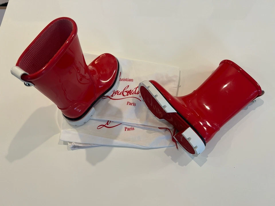 $555 NEW Christian Louboutin Girl's Pluie Rain Boots Red Size 33 US 1.5 - Image 4 of 4