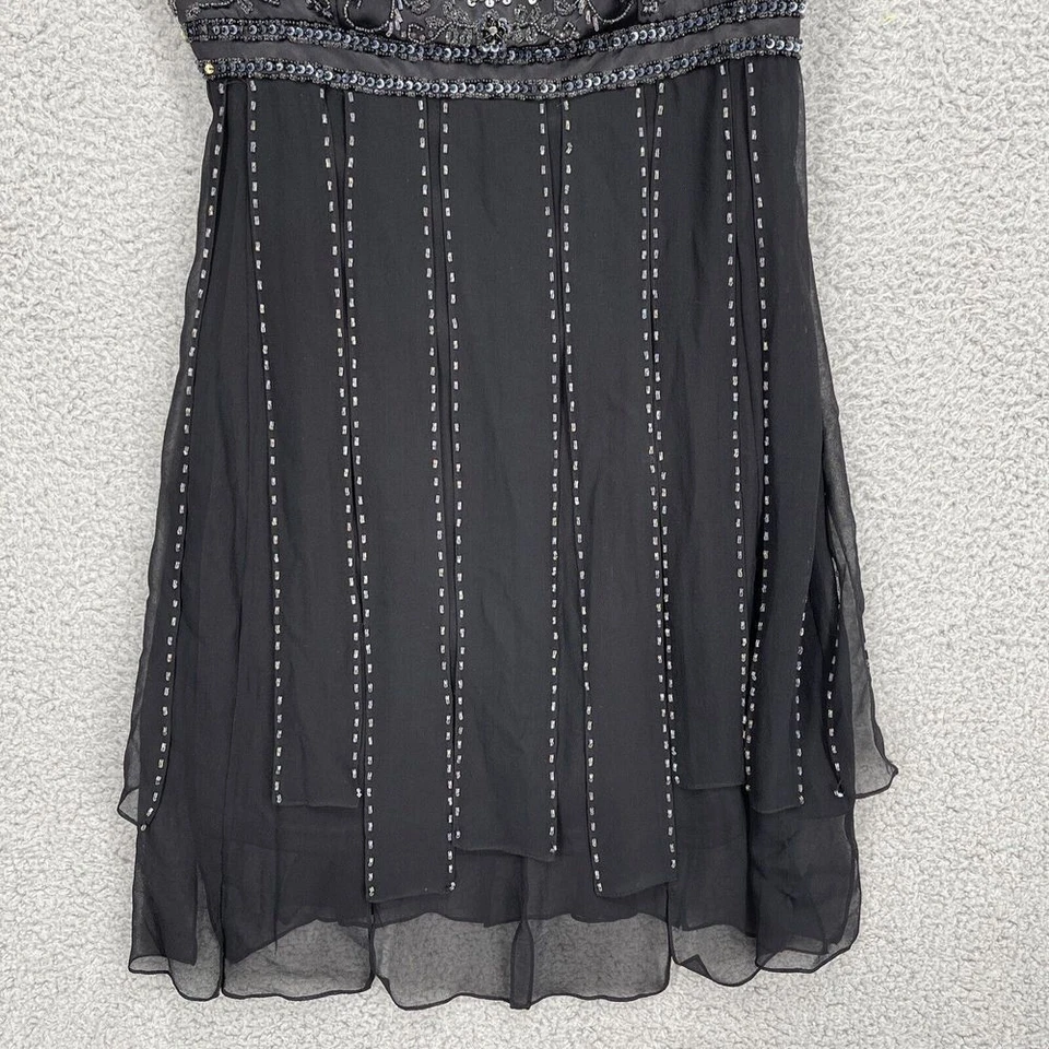 Sue Wong Nocturine Silk Mini Dress Women 6P Black Beaded Fairy Whimsigoth - Image 4 of 4