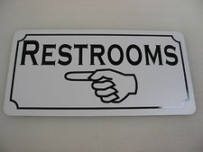 RESTROOM w/ LEFT ARROW Metal Sign vintage style 4 Bar Mens Ladies Bathroom