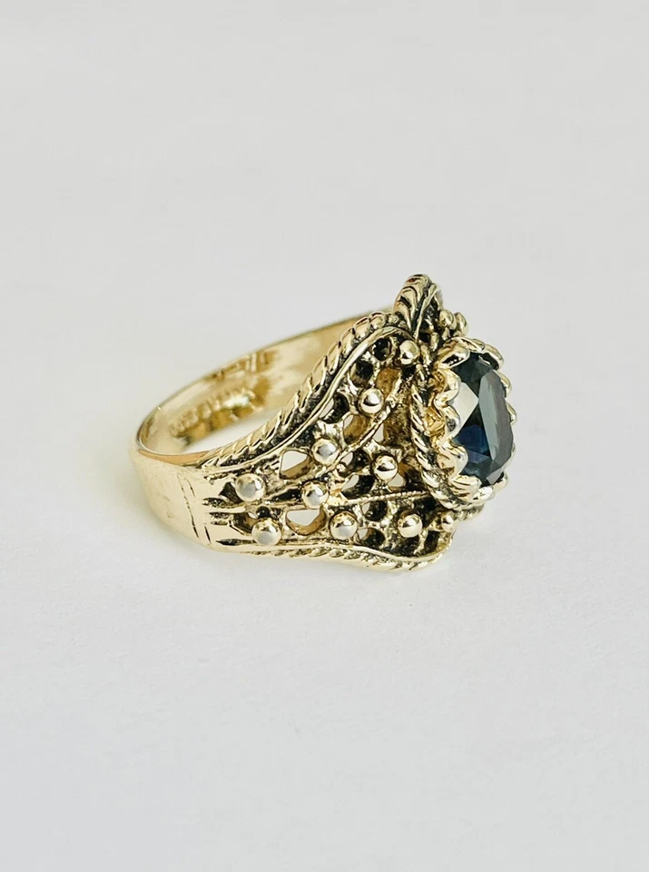 Anillo GE Joseph Esposito (ESPO) de 14K con 1ct de zafiro azul oscuro genuino talla 6.5 Foto 2 de 4