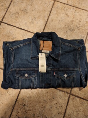LEVIS Trucker Jean Jacket Stretch Denim Dark Blue Men's Large
