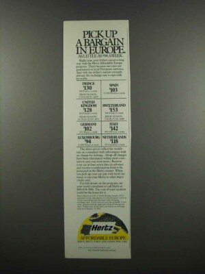 1983 Hertz Rent-a-Car Ad - Pick up a Bargain