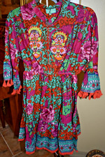 ANTICA SARTORIA ROSES & LEOPARD PRINT  GREAT BEADWORK SHORT DRESS NWT ONE SIZE