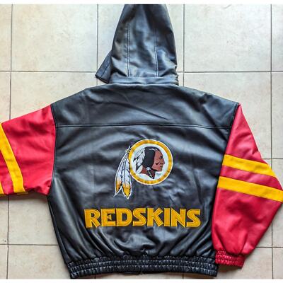 Washington Redskins 90s GAME DAY faux LEATHER bomber jacket XL blk