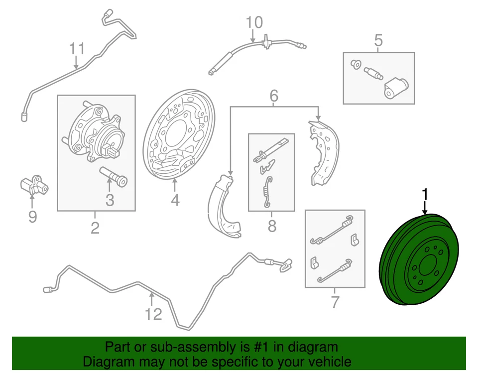 Ford Focus 2012-2018 original - tambor de freno BV6Z-1126-A Foto 2 de 4