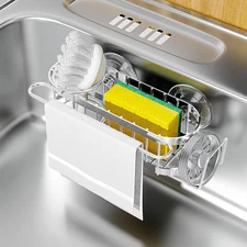 Cisily Kitchen Sink Caddy Sponge Holder in the Sink, Stainless Steel Kitchen Sin