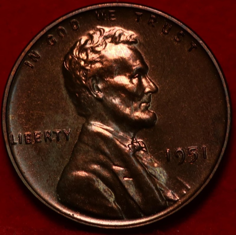 Uncirculated Red Proof 1951 Philadelphia Mint Copper Lincoln Wheat Cent