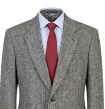 Vintage Towncraft Blazer Mens 44L Gray Herringbone Shetland Wool Sport Coat USA