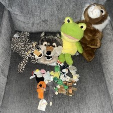 Mixed Lot Of 4 Plush Hand  9 Finger Puppets: Gund, Finger Follies, Ganz, Fiesta