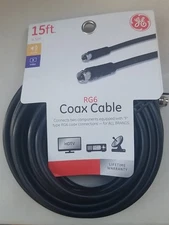 GE RG6 Coax Cable, 15ft  Black, [NEW]