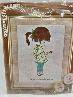 Vintage Vogart Moppets Be Nice Creative Stitchery Kit #51164 787D 1970 New!