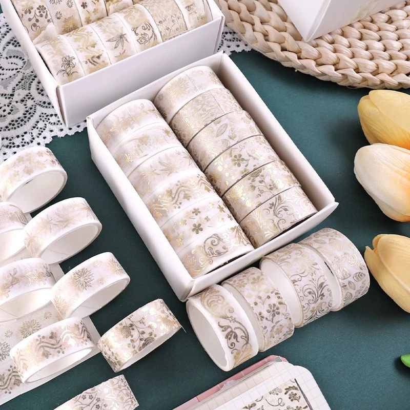 Decorative Gold Foil Washi Tape Set 12 Rolls 15mm x 2m for Journaling DIY Note — 第 2/4 张图片
