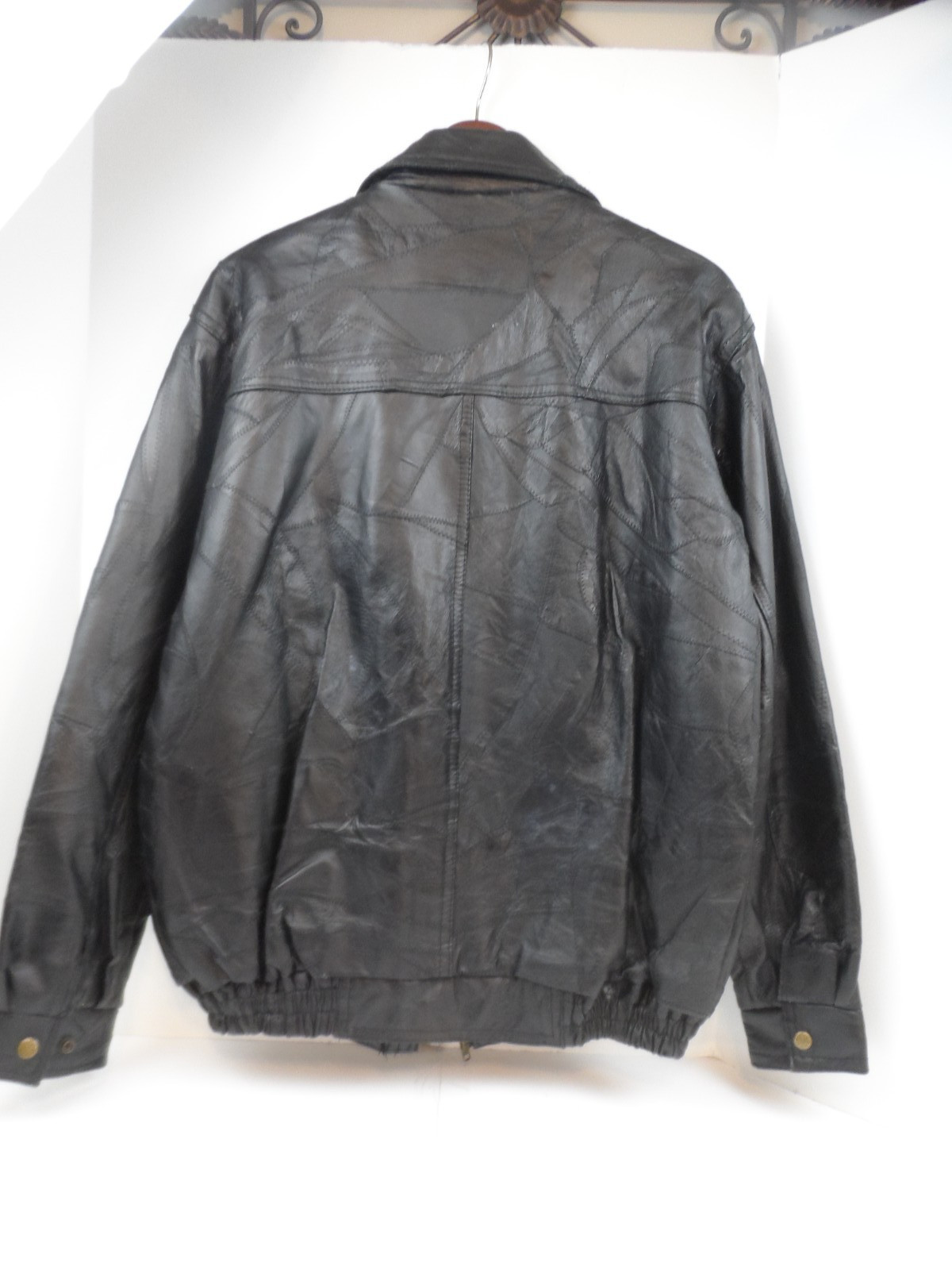 Unbranded Bomber Patchwork Leather  Lined Jacket … - image 4