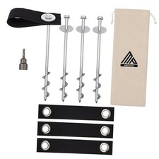 Trampoline Anchors High Wind Heavy Duty 12" Set of 4/6/8 with Straps, 4 x 12"