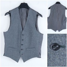 Mens Waistcoat Medium Size US 38 Grey Formal Wool Dress Vest