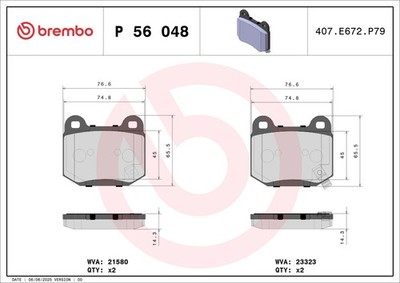BREMBO Bremsbelagsatz Scheibenbremse PRIME P 56 048 für NISSAN Z33 MITSUBISHI GT