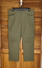 EDDIE BAUER MEN  S CONVERTIBLE TECH PANT Green 38x32 Nylon Spandex Outdoor