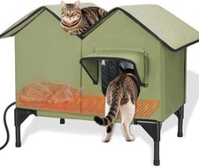 Large Heated Cat House for Outside in Winter, Elevated Waterproof Cat House for